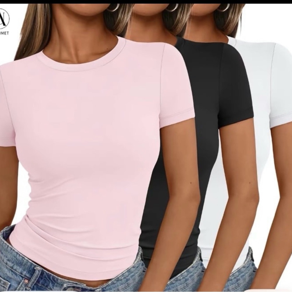 Women's Classic Crew Neck T-Shirt - Pink, Black, White